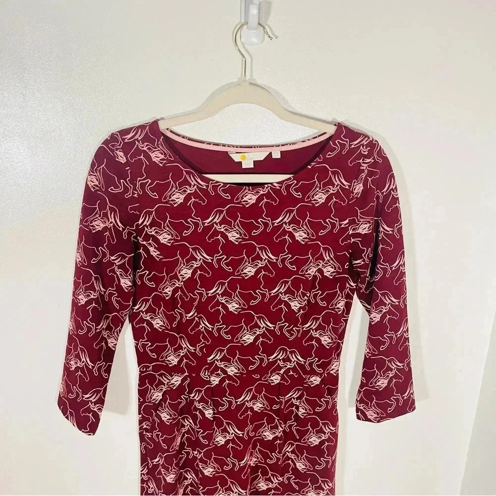 NEW Boden Penny Jersey Midi Dress Wild Horses Burgundy Western Cowgirl Bohemian - Picture 4 of 8
